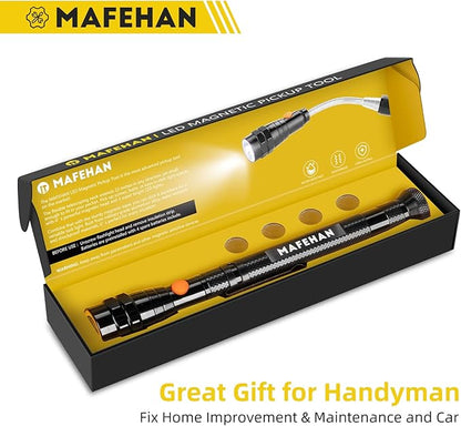 Telescoping Magnetic Pickup Tool with Extendable Flashlight, Unique Mens Gifts for Dad, Husband, Grandpa & Boyfriend – Christmas Gifts, Stocking Stuffers, White Elephant Gifts