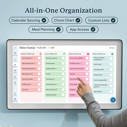 Skylight Calendar Max: 27-Inch Smart Digital Calendar & Chore Chart, Family Organizer with Interactive Touchscreen Display – Wall Mountable in Portrait or Landscape, Charcoal Shadowbox Frame