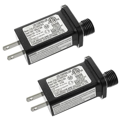 SIGANDG 12V 9W LED Transformer Replacement Class 2 Power LED Controller with 8 Modes Supply for Christmas String Light Inflatable Decorations IP44 Waterproof Low Voltage Transformer(2 Pcs)