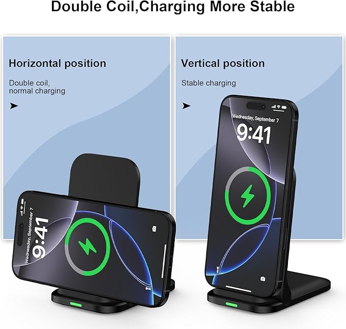 Wireless Fast Charger Stand Foldable Samsung Wireless Charger Fast Charging Station Android Phone Charger Stand for Samsung Galaxy S25 Edge S25 Ultra S25 S24 S23 S22 S21,iPhone 16e 16 Pro Max 15 14 13