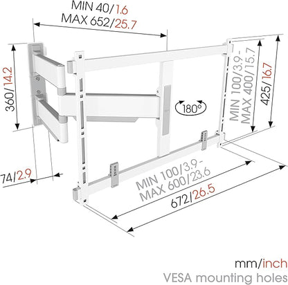 Vogel's TVM 5645 Full-Motion Ultra-Thin TV Wall Bracket for 40-77 inch TVs, Max. 45 kg, Swivels up to 180°, Full-Motion TV Mount max. VESA 600x400, Universally Compatible