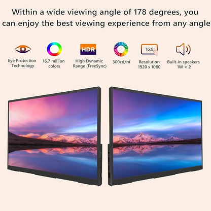 Viyivwine Portable Monitor Touchscreen, 15.6''Laptop Screen Extender, FHD IPS Touch Screen, Travel Monitor with Kickstand & Speaker, HDMI USB C External Monitors for Laptop Phone Computer Xbox Switch