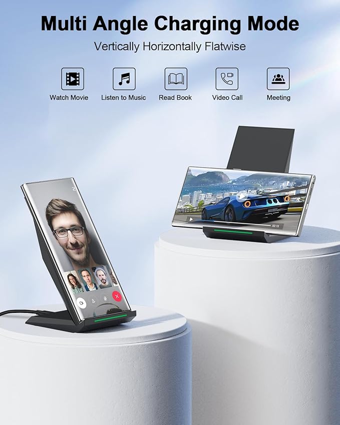 NANAMI Fast Wireless Charger with USB Phone Charger, Qi Certified Charging Stand with 20W PD Adapter for iPhone 16/16 Plus/16 Pro/16 Pro Max/15/14/13/12,10W for Samsung Galaxy S25/S24/S23/S22/S21