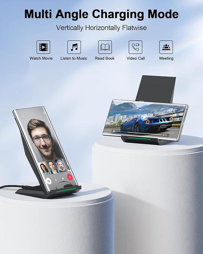 NANAMI Fast Wireless Charger with USB Phone Charger, Qi Certified Charging Stand with 20W PD Adapter for iPhone 16/16 Plus/16 Pro/16 Pro Max/15/14/13/12,10W for Samsung Galaxy S25/S24/S23/S22/S21
