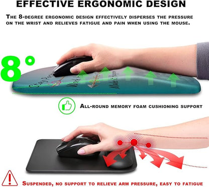 KUOSGM Mouse Pad Wrist Support, Ergonomic Mouse Pad with Massage Dot, Comfortable Computer Mouse Pad for Laptop, Wrist Rest Pain Relief Mousepad with Non-Slip PU Base for Office & Home, 12 x 8 in