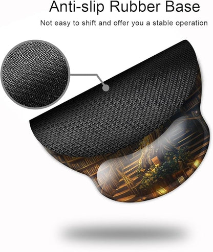 Ergonomic Mouse Pad with Wrist Support,Mouse Pad with Wrist Rest,Relieve Wrist Pain Mousepad Non-Slip Rubber Base,Mouse Pads for Desk,Computers,Laptop,Office,Home,Accessories Library Tree