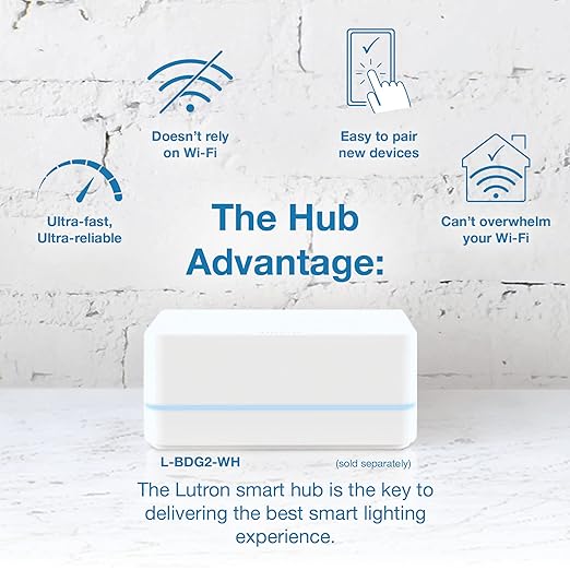 Lutron Claro Smart Light Switch w/ Wall Plate for Caseta Lighting, for LED Lights, Fans, 5 Amp, Single-Pole/3-Way, Neutral Required, DVRFW-5NS-WH-A, White