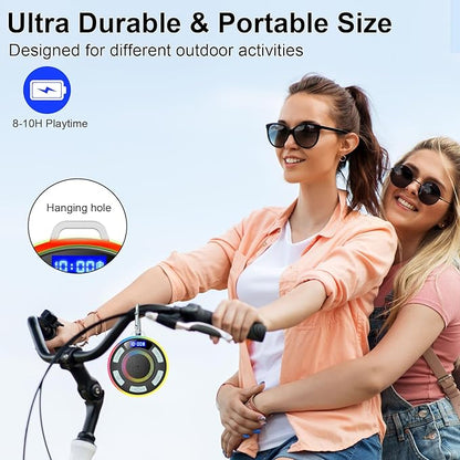 Shower Bluetooth Speaker IPX7 Waterproof, Portable Bluetooth Speakers with Suction Cup and Time Display, Crystal Sound&Bass LED Light 1100mAh, Wireless Shower Speaker for Outdoor/Kayak/ Light Cyan