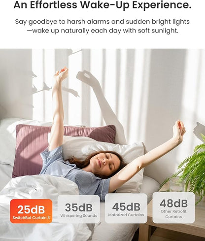 SwitchBot 2025 Automatic Curtain Opener 3 Rod- with Remote, WiFi&Smartphone Control, Upgraded High-Performance, Add Hub to Compatible with Alexa, Google Home, HomeKit (2025 Curtain Opener)