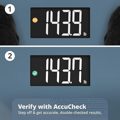 Greater Goods AccuCheck Digital Scale for Body Weight - Accurate Digital Bathroom Scale with High-Precision Sensors, Large Easy-to-Read Backlit Display, 400 lb Capacity, Auto Step-On (Stone Blue)