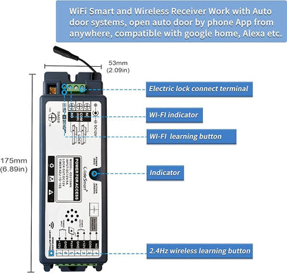 2.4GHz WiFi Access Control 400lb Holding Force Electic Magnetic Door Lock System Kit with Remote and Smartphone app Control, paired with Wireless Slim Push Switch (Receiver)