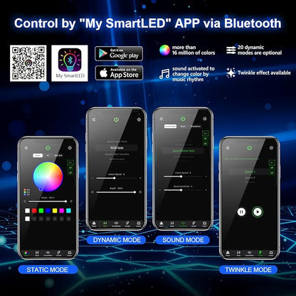 AMKI 16W Bluetooth Twinkle Fiber Optic Star Ceiling Lights Lamp Kit, LED RGBW Engine Driver APP/Remote Control, Mix 335 Strands (0.75mm+1mm+1.5mm) 9.8ft/3m Long + Crystal