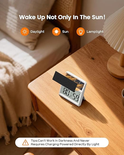 Digital Indoor Thermometer & Hygrometer, Light Powered (No Rechargeable Batteries Runs Only on Real-time Light Exposure) Solar Indoor Temperature and Humidity Monitor, Humidity Gauge