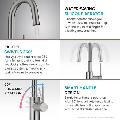KRAUS Oletto Single Handle Kitchen Bar Faucet with QuickDock Top Mount Installation Assembly in Spot Free Antique Champagne Bronze, KPF-2600SFACB