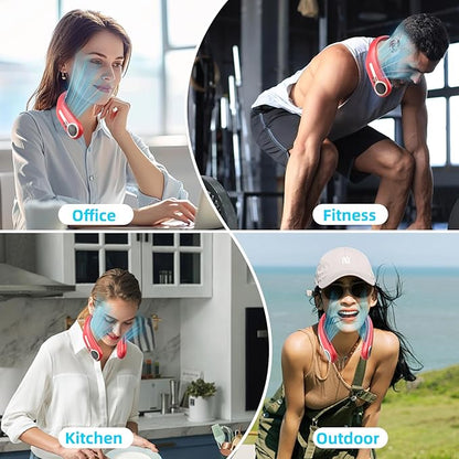 Portable Neck Fan,Hands Free Personal Wearable Bladeless Fan,6000mAh USB Rechargeable,360° Cooling,LED Display,4-Speeds,Birthday Gifts for Men Women Dad Mom,Valentines Day Gifts for Her Him (Red)