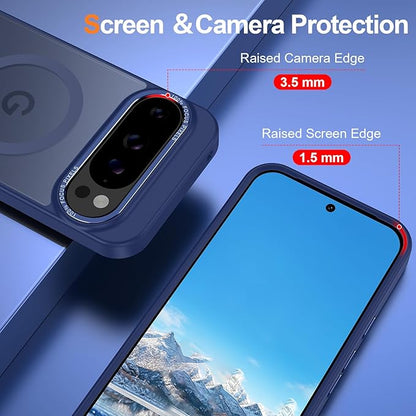 Magnetic for Google Pixel 9 Pro XL Case, [Military Grade Drop Protection] [Compatible with MagSafe] Shockproof Slim Translucent Matte Anti-Slip for Women Girls Men Case, Dark Blue