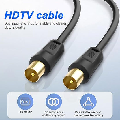 XMSJSIY RG6 Coaxial TV Cable 9.5mm TV Male to Male Adapter Cord w/ 9.5mm TV Female to Female Coupler Connector Cord for HDTV,Set-top Box, Radio,Satellite Receivers - 5M/16.4FT