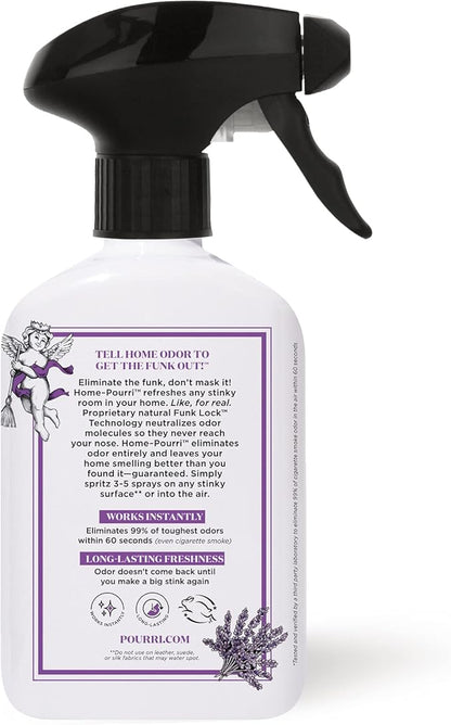 Home-Pourri Air + Fabric Multi-Purpose Odor Freshener Spray, 11 Fl Oz, Up to 570 Uses, Lavender Sage Scent, Room Deodorizer with Essential Oils, for Carpets, Couches, Bedding & Curtains