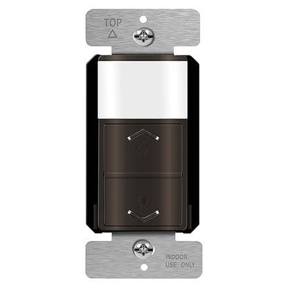 TOPGREENER Motion Sensor Light Switch Dimmer, Electronic Dimmer with PIR Motion Sensor, Occupancy & Vacancy Modes, 150W LED/CFL, Single-Pole, UL Listed, TDODS5-120-BR, Brown
