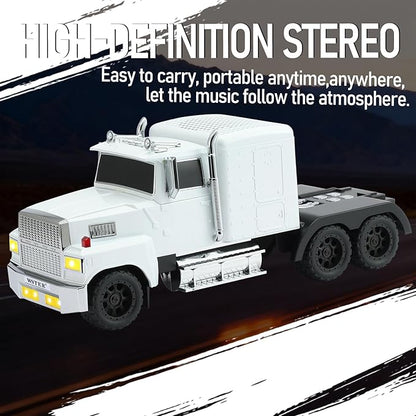 WSTER American Truck Bluetooth Speaker with HD Sound, TWS Pairing, LED Party Light, Operation Panel, Built-in Mic, Portable Car Model Speaker for Parties, Beach, Outdoor Activities (White)