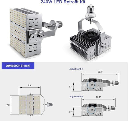 OPENLUX 240 watt LED Shoebox Retrofit Kits, 33,600lm, 5700K LED Retrofit with E39 Base for Parking Lot Shoebox/Tennis Court/Bypass/Arena/Stadium [ETL/DLC Certified][ 960W MH/HPS Equiv.] AC 100-277V