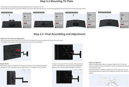 Amazon Basics Full Motion TV Wall Mount fits 12" to 40" TVs and VESA 200x200, Black