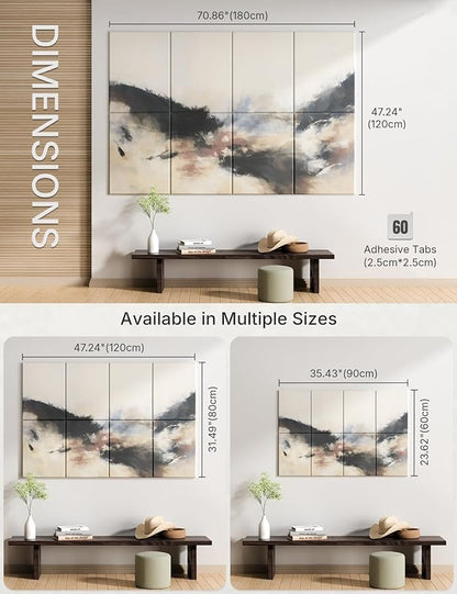 Wall Art Acoustic Panels,70''×47''Sound Absorbing Panels-8-Pack with 60 Adhesive Tabs, Decorative Sound Absorbing Panels for Living Room and Recording Studio, Offices-Silent Fjord