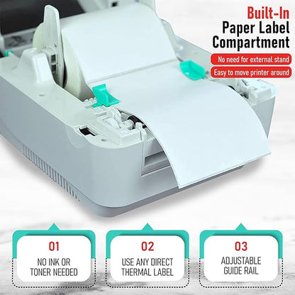Arkscan 2054A Shipping Label Printer for Windows Mac Chromebook Android, Supports Amazon Ebay Paypal Etsy Shopify ShipStation Stamps UPS USPS FedEx DHL, Roll & Fanfold 4x6 Direct Thermal Label