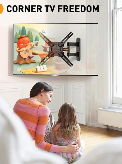 Perlegear Full Motion TV Wall Mount for Most 26–50 Inch TVs, Max VESA 300 x 300mm, TV Monitor Wall Mount Bracket with Rotation, Swivel, Tilt, Extension and Leveling Adjustment, Holds up to 55 lbs