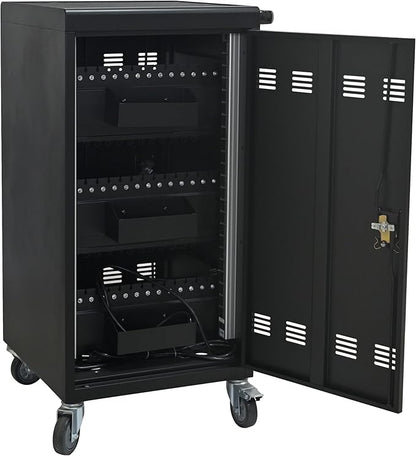 Aokleo Laptop Charging Cart,45 Devices Tablet Storage Carts for pad Up to 16.3" Screen Size, Classroom Computer Mobile Charging Station for Pads, Chromebooks,Laptops, Security Storage(45 Bay-Black)