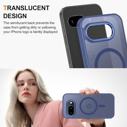 Magnetic for Google Pixel 9a Case, [Military Grade Drop Protection] [Compatible with MagSafe] Shockproof Slim Translucent Matte Anti-Slip for Women Girls Men Case, Blue