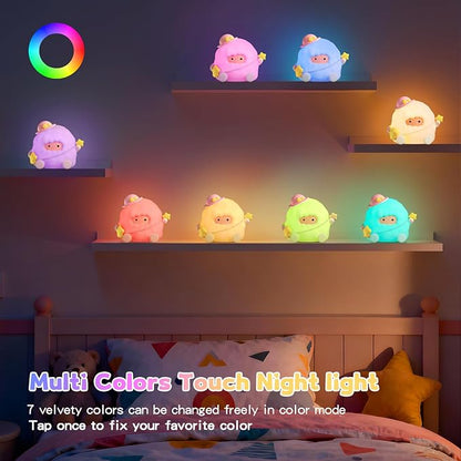 Baby Night Light, Touch Control Rechargeable Nursery Lamp with Dimmable Soft Light, Portable 3 Brightness Level and 7 Colors LED Nightlight for Kids Room, Breastfeeding, Sleep