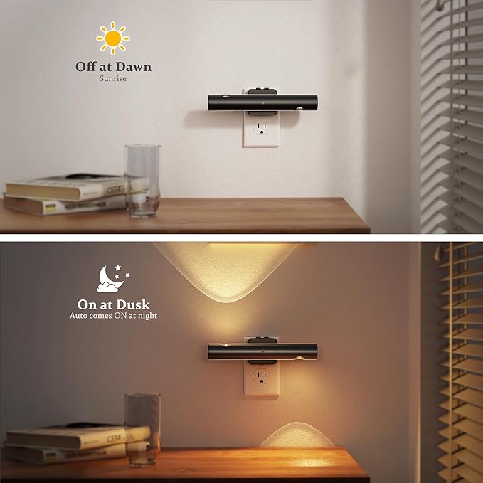 JandCase LED Night Light, Modern Night Lights Plug into Wall, 2 Pack 3000K/4000K/5000K Adjustable Color Nightlights with Dusk-to-Dawn Sensor, Dimmable Night Lights for Bathroom, Hallway, Stairway