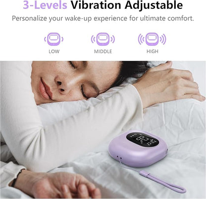 Mesqool Vibrating Alarm Clock for Heavy Sleepers, Rechargeable Battery Operated Bed Shaker Under Pillow, Cordless, Weekday/Weekend Dual Alarms, Travel Digital Clock for Hearing-impaired