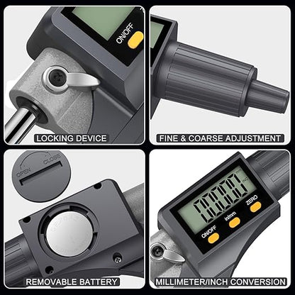 HDLKNAK Digital Outside Micrometer (0-1”/25mm), 0.00005"/0.001mm Precision, Inch/Metric Dual Reading, Machinist Thickness Gauge with Large LCD.