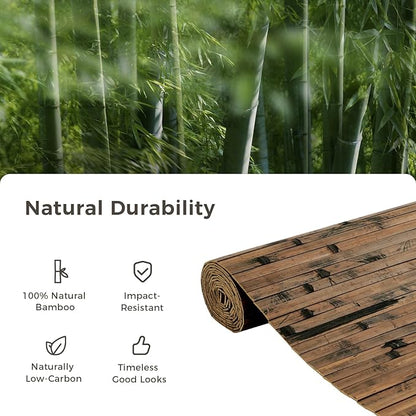 OUZUGIE 2 Pack 96x24 Inch Natural Bamboo Wall Panel – Brown Burned Pole Wrap Paneling for Walls, Ceilings, Cabinets, Furniture – Ideal for Bedroom, Living Room & Office DIY Decor