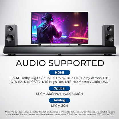 OREI 8K 8x8 HDMI Matrix Switch, Switcher with Audio Extractor UltraHD Supports Upto 4K @ 120Hz IR EDID HDCP 2.3 - Remote Control HDR10+ Dolby Vision, VRR, ALLM (BK-808)
