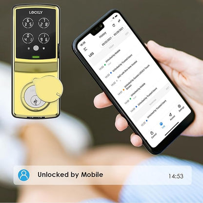 Lockly Secure Pro Wi-Fi Smart Door Lock, Keyless Entry with PIN Genie® Digital Keypad, 3D Biometric Fingerprint Sensor Front Door Lock Deadbolt, Voice Control & Auto Lock - Deadbolt Edition