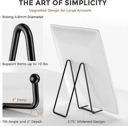 TR-LIFE 3 Pack 8 Inch Large Plate Stands for Display - Plate Holder Display Stand + Metal Frame Holder Stand for Picture, Book, Decorative Plate, Platter, Photo Easel
