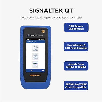 TREND Networks | SignalTEK QT | Upto 10G Copper Qualification Tester | Live Wiremap & TDR Fault Location | Wi-Fi Access Point Scan | Remote Access | Built-in PDF Reporting | R166002