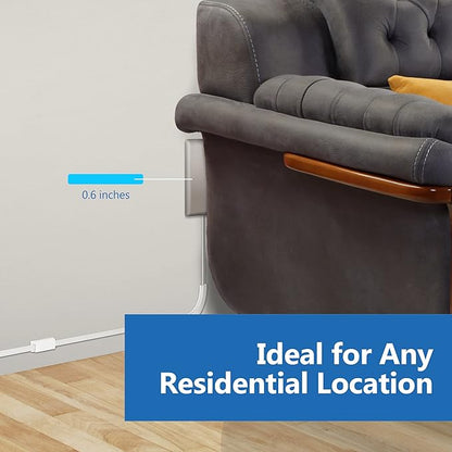 LIDER Flat-Face Outlet Extender with 3 Receptacles, Ultra-Thin Wall Plate Plug with Cord Extender and 3-Outlet Power Strip, 8ft Cord, LWE8-315-NK,ETL-Listed, Nickel
