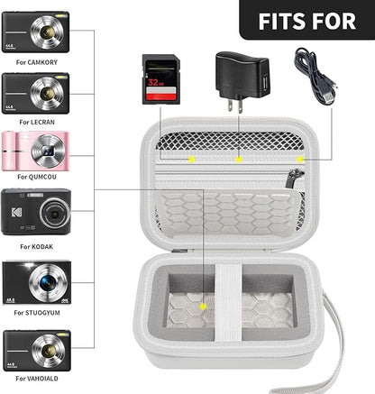 Carrying & Protective Case for Digital Camera, AbergBest 21 Mega Pixels 2.7" LCD Rechargeable HD/Kodak Pixpro/Canon PowerShot ELPH 180/190 / Sony DSCW800 / DSCW830 Cameras for Travel - White