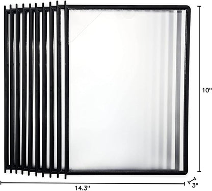 Tarifold DJOIS Wall Mount Reference and Display System – 10 Double-Sided Letter Pockets – 20 Sheet Capacity – Durable ABS & Metal – Easy-Load – Black (EZW771)