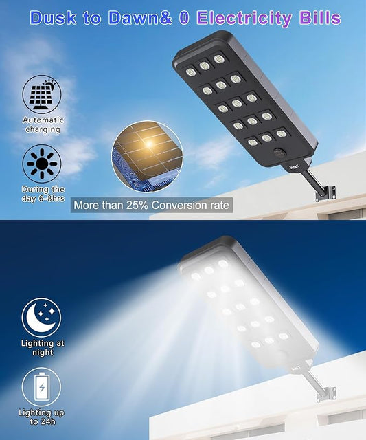 JAYNLT X-15000W Solar Street Lights Outdoor, Ultra-Large 6500K Commercial Parking Lot Lights Dusk to Dawn,IP67 Waterproof Solar Power Flood Security Light for Parking Lot,Garage