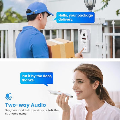 Wired Video Doorbell Intercom System 7 inch Monitor 1080P HD Camera Entry Doorphone Door Camera TUYA WiFi Smart Home Door Phone Kits for Apartment Home Villa (2 doorbell + 3 Monitor)