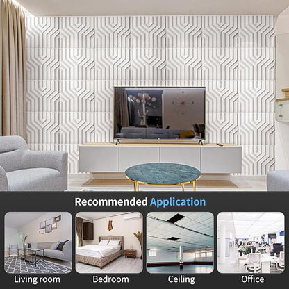 Art3d Decorative 3D Wall Panel, 32 Sq.FT PVC Interior Wall Decor for Living Room, Bedroom, Lobby, Office, Shopping Mall, White