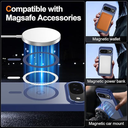 Magnetic for Google Pixel 10/Pixel 10 Pro Case, [Military Grade Drop Protection] [Compatible with MagSafe] Shockproof Slim Translucent Matte Anti-Slip for Women Girls Men Case, Dark Blue