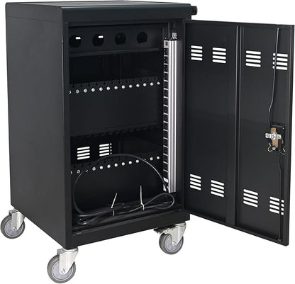 Aokleo Laptop Charging Cart,32 Devices Tablet Storage Carts for pad Up to 16.3" Screen, Classroom Computer Mobile Charging Station for Pads, Chromebooks,Laptops, Updated Password Lock(32 Bay-Black)