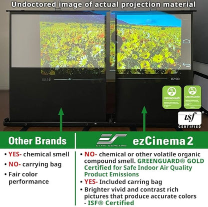 Elite Screens ezCinema 2 Projector Screen, 107-inch 16:9 Manual Floor Pull Up Scissor Backed, Portable Home Theater Office Front Projection + Carrying Bag, US Based Company 2-YEAR WARRANTY, F107XWH2