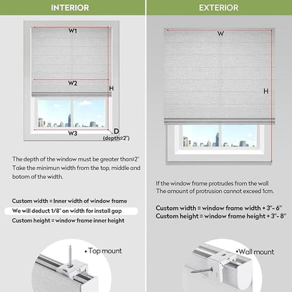 ZSTARR Smart Roman Shades Rechargeable Motorized Blinds with Remote Light Filtering Roman Window Shades Plain Fold Soft for Doors Bedroom, Custom Size (Light Gray)